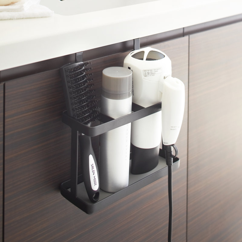 Black Steel Haircare Appliance Organizer with Hooks