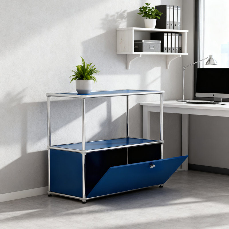Armoire de rangement modulaire en métal avec tablettes réglables, Bleu