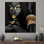 Toile d'art abstraite imprimée en or avec une femme noire élégante - décoration murale d'inspiration africaine