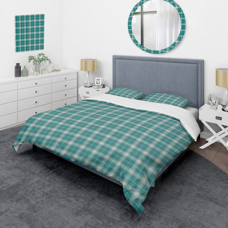 Ensemble de housse de couette en microfibre vert / blanc 3 pièces, Housse de couette simple + 1 taie décorative stan