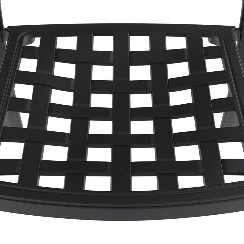 Chaise de patio en fonte d'aluminium 2 pièces avec structure et coussins noirs, Noir