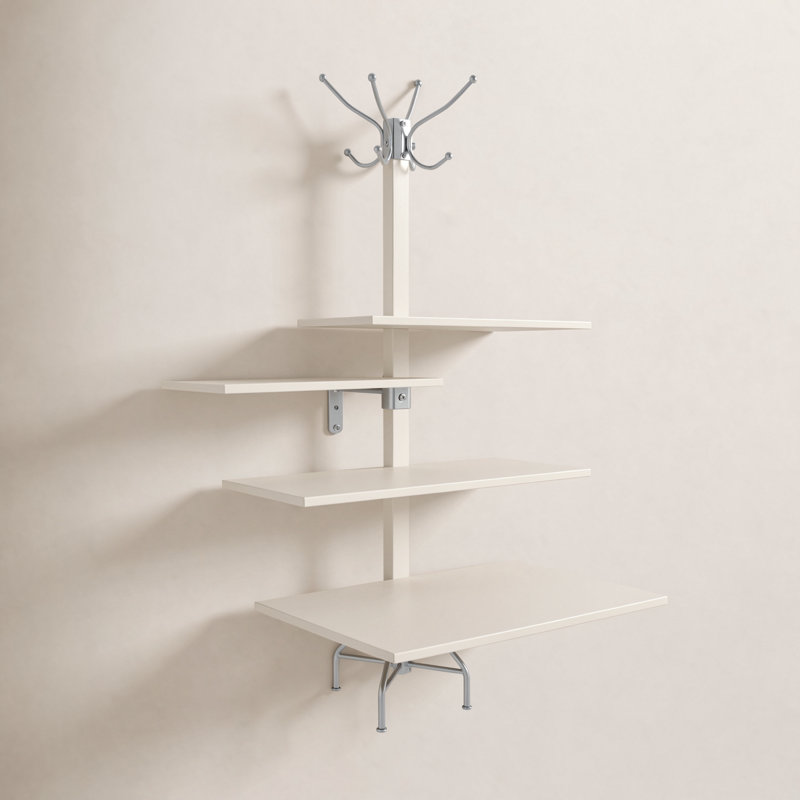 Donan 8 - Hooks Freestanding Coat Rack, White/Silver