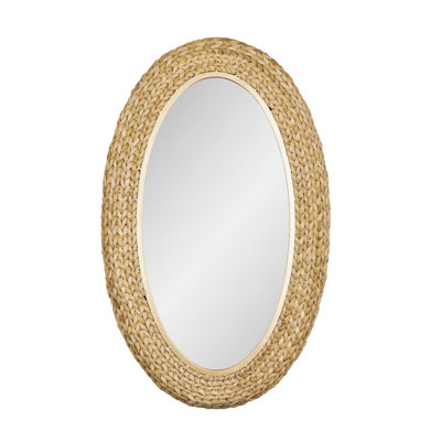 Athena Oval Wall Mirror - French Gold/Natural Seagrass