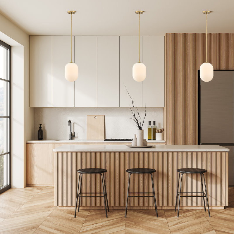 Luminaire suspendu simple à 1 lumière Kiani, Laiton doré