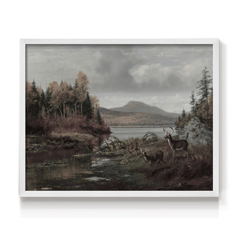 Paysages rétro - CXCV III - impression encadrée - réaménageable, H 11 po x l 14 po, Blanc