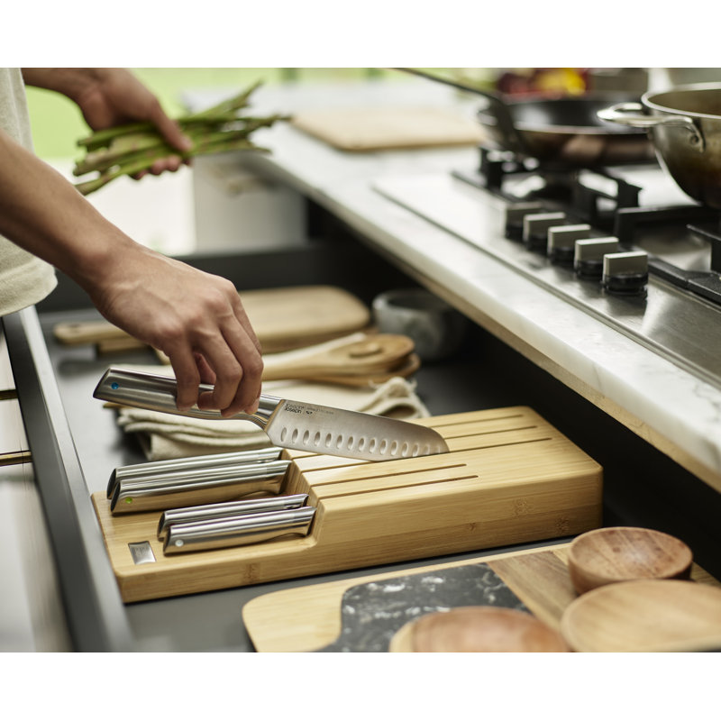 Joseph Joseph Joseph Joseph Elevate Steel 5-Piece Knife Set with In-Drawer Bamboo Storage Tray
