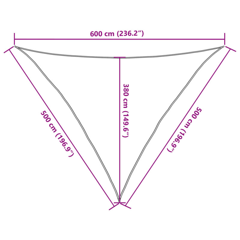  Sunshade Sail 160 G/M² Triangular Light Grey 5X5x6 M HDPE