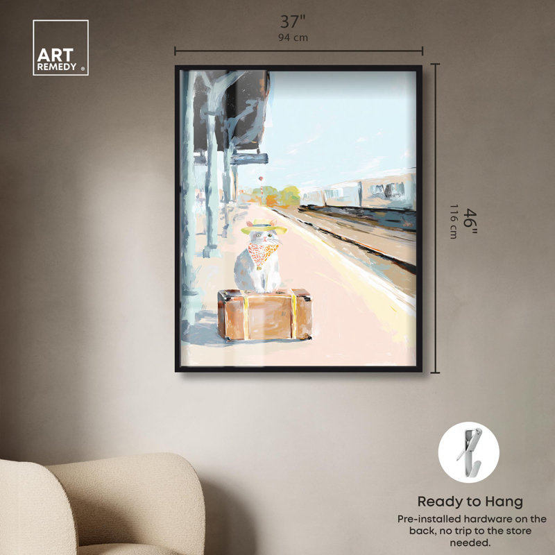 «Travelling Cat Pets» par Art Remedy, H 46 po x l 37 po, Noir