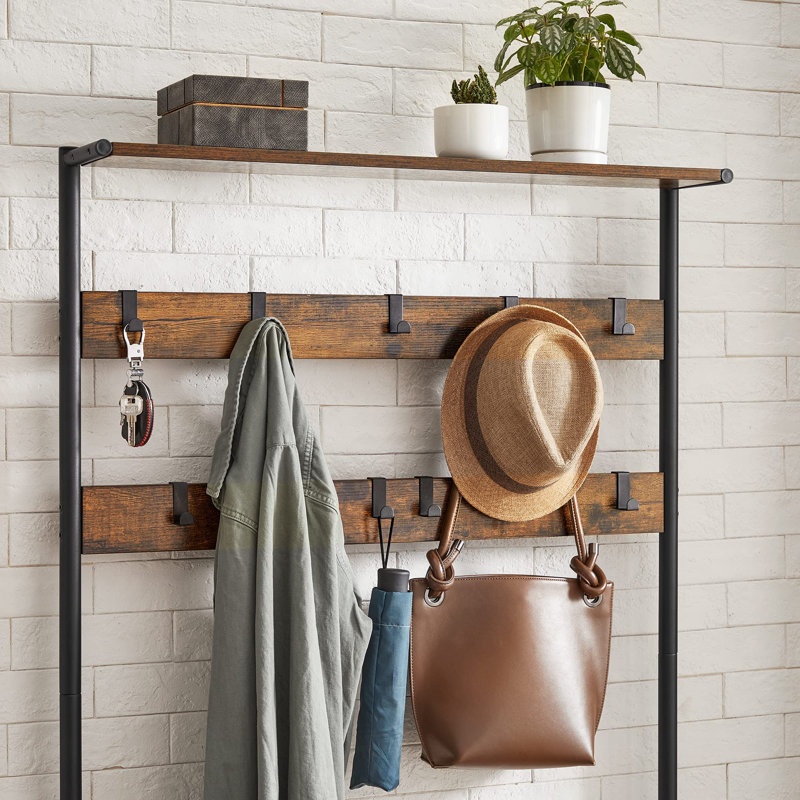 Amista Hall Tree 85cm Wide with Shoe Storage, Brown/Black