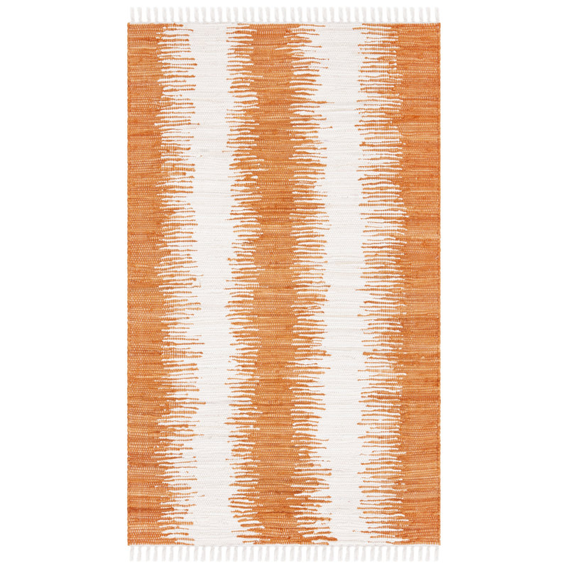 Parvin Hand Woven Cotton Striped Rug, Rectangle 4' x 6'