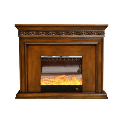 Black Solid Wood Electric Fireplace
