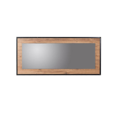 Bodaway Wood Framed Wall Mounted Accent Mirror in Black/Brown