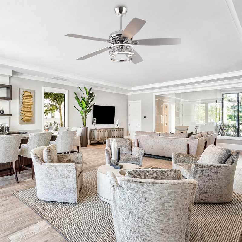 52" Modern 3CCT Dimmable LED Ceiling Fan with Remote Control, Double-Sided Blades, 6-Speed Reversible DC Motor, Timer