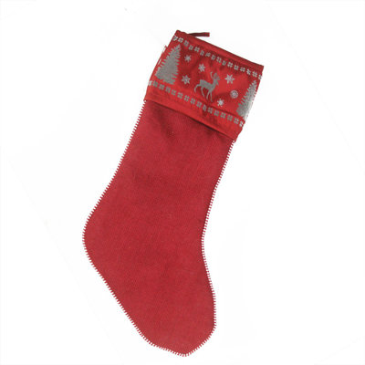 20" Red Alpine Chic Reindeer Christmas Stocking