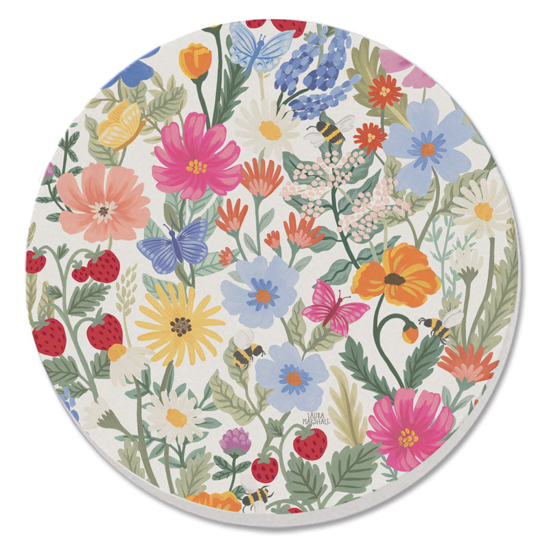 Ensemble de 4 sous-verres ronds à motif floral Wild Meadow