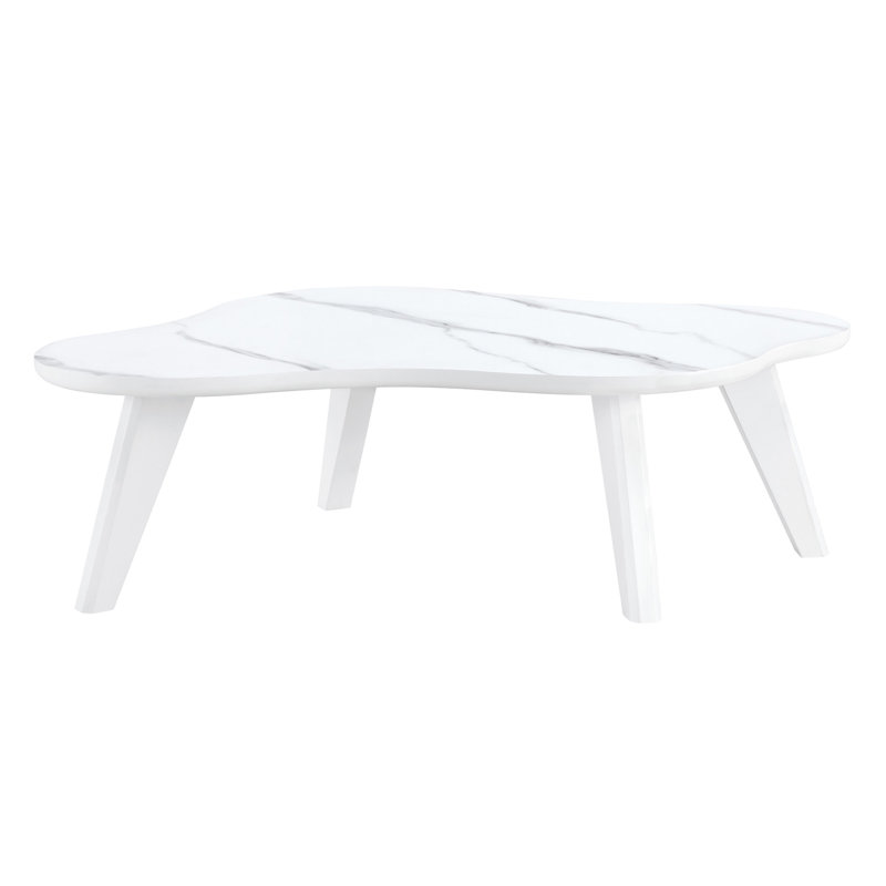 Modern Minimalist White Imitation Marble Tabletop Coffee Table. Solid Wood Spray Painted Desk Legs, Cloud Shape To Give You A New Experience, Computer Desk. W1512P285258