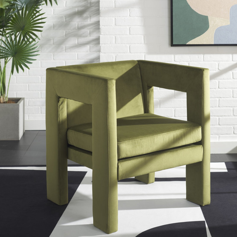 Fauteuil en velours 26 po Shikha, Olive