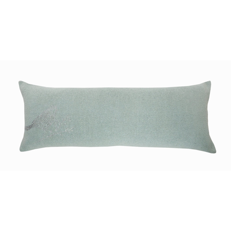 Oreiller à fermeture à glissière géométrique en polyester 14 po x 36 po menthe bleue et argent