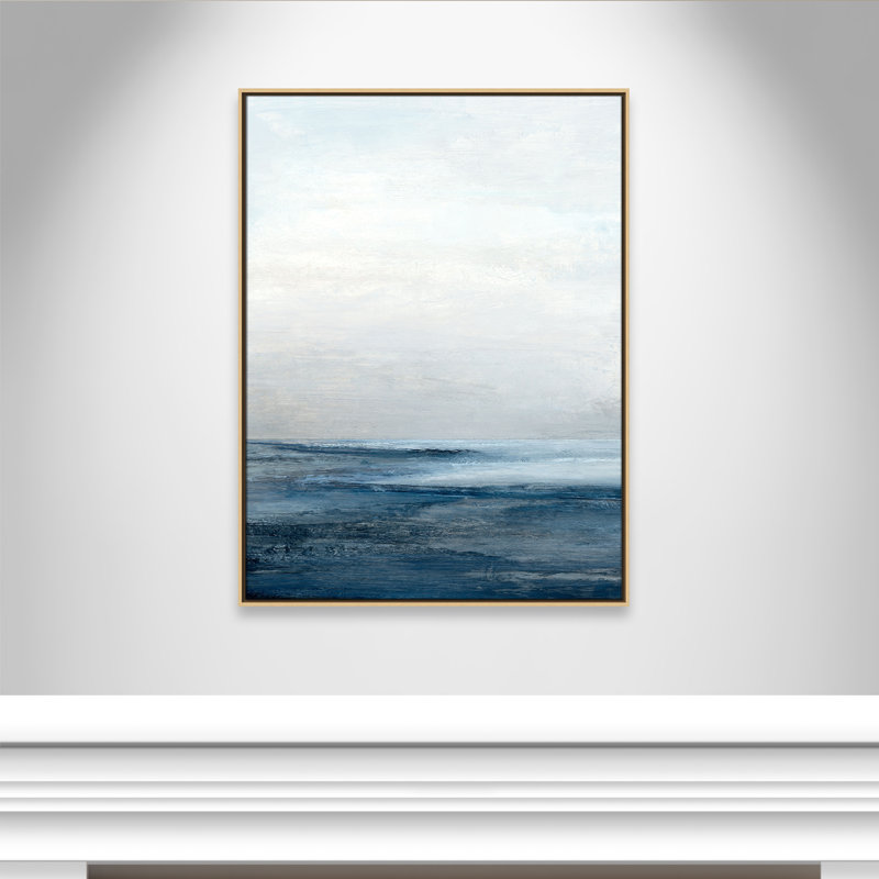 «Calm Ocean Under Cloudy Sky I» par , L 31,5 po x H 41,5 po, Toile avec cadre, Flotteur naturel