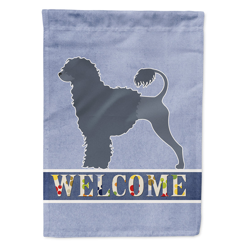 Polyester 2 côtés 40 x 28 po welcome drapeau maison, Chien d'eau portugais