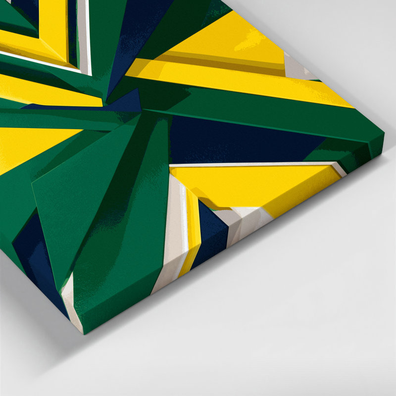 «Geometric Abstraction 7», art mural sur toile verte, H 24 po x l 36 po