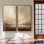 «Brown Cloudscape Horizon Glow», ensemble de 2 reproductions d'art murales encadrées sur toile 60 po x 30 po x 2 pièces