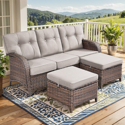 Nikole 5-Person Wicker Outdoor Seating Group With 5" Thick Cushions
