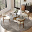  Table de salle à manger moderne pour 4-6 personnes avec plateau en verre trempé, base en acier au carbone pré-assemblée-797295499-797295540-797295541