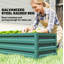 Small Greenhouse with Raised Garden Bed, Galvanised Walk-in Greenhouse with Roll Up Windows, 141 x 141 x 190 cm, Green
