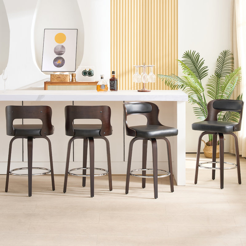 Tabouret de bar et de comptoir pivotant en similicuir, Noir, noir, noir, noir