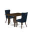 Ensemble de table de salle à manger 3 pièces composé d'une table de salle à manger rectangulaire avec Dropleaf et 2 chaises rembourrées, acajou-1878349184-1878349211