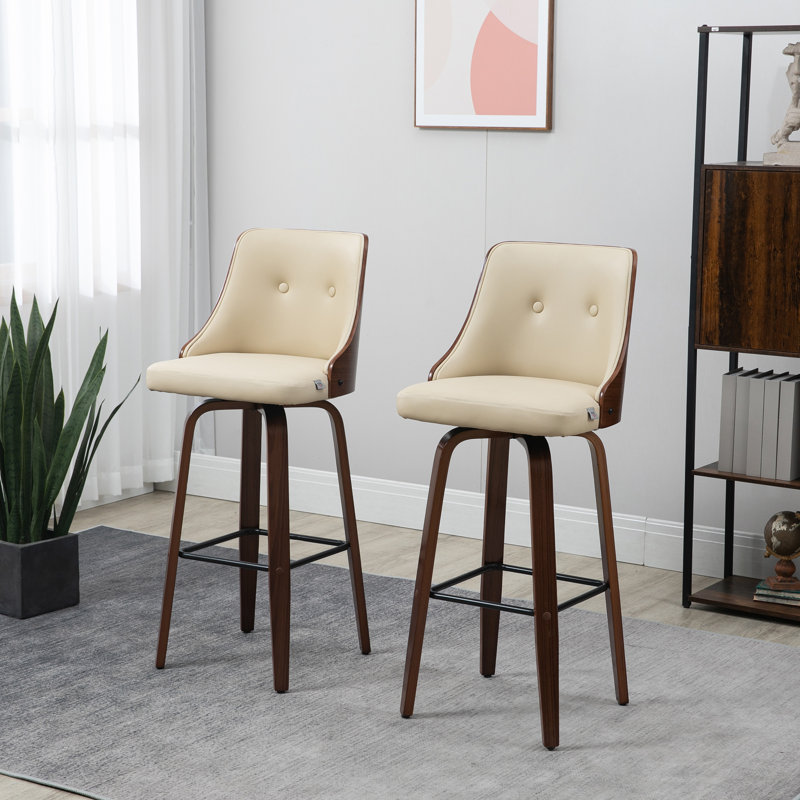 Barvick Swivel Upholstered Counter Stool, Beige