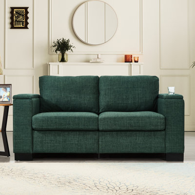 67.7" With Square Arm, Cup Holder And Storage, Solid Wood Frame Soft Cushions Comfortable Breathable For Living Room