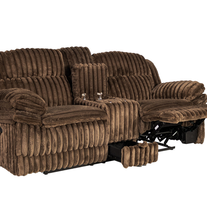 Fauteuil inclinable à mouvement manuel avec velours côtelé, console intégrée et porte-gobelets pour un confort et une commodité ultimes