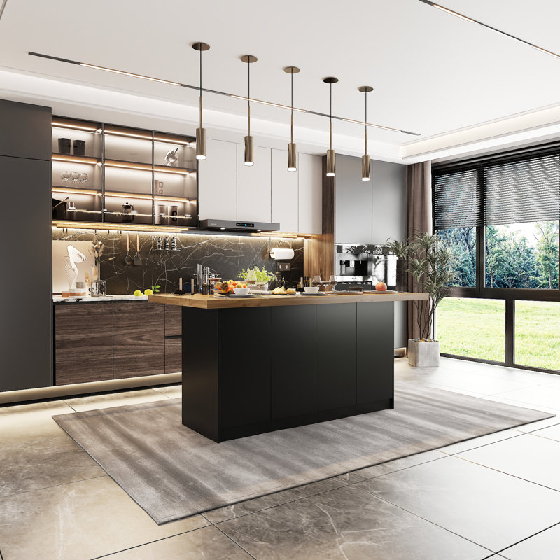 Îlot de cuisine moderne avec rangement solide