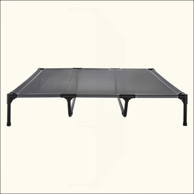 Lit pour chien surélevé portatif pour grand chien avec structure en métal XL, 9" H x 48" W x 36" D, Gris / noir