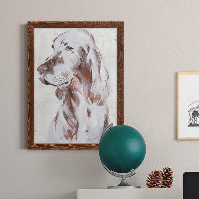 «Sitting Dog III», peinture sur toile encadrée