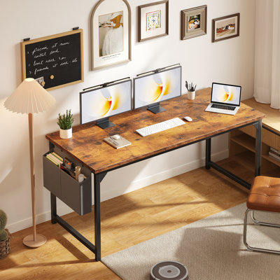 63" Computer Desk with Metal Frame, Waterproof Surface & Storage Bag – Ideal for Office Use