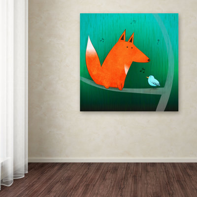 Arica 'Fox in Tree Painting Print on Wrapped Canvas