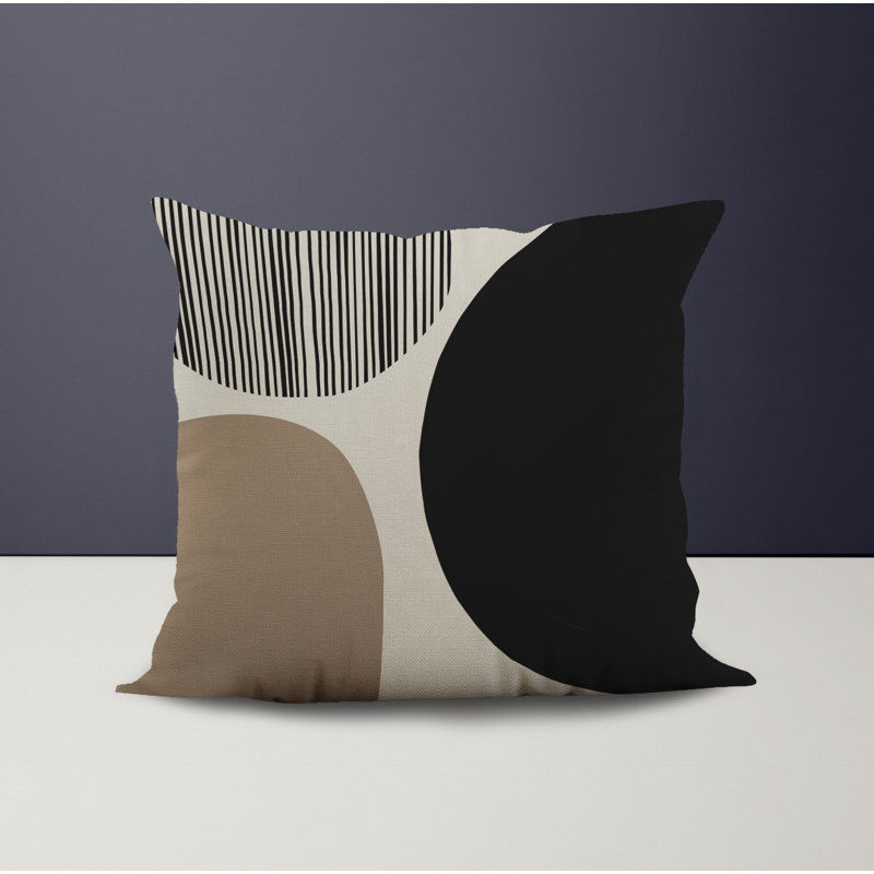 Chamu Polyester Throw Square Indoor/Outdoor Throw, Beige/Black, 16" x 16"