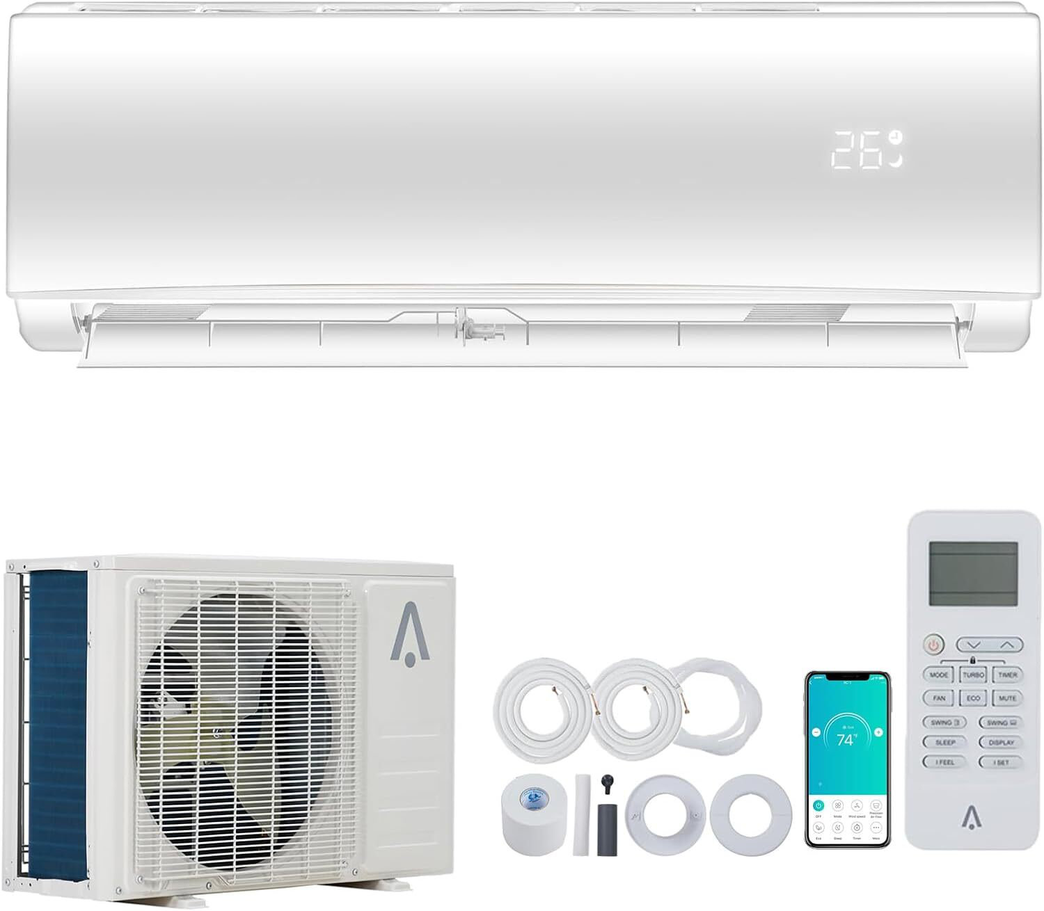 gaomon 19 SEER2 Mini Split Air Conditioner, 18,000 Btu, 208/230V, Cools ...