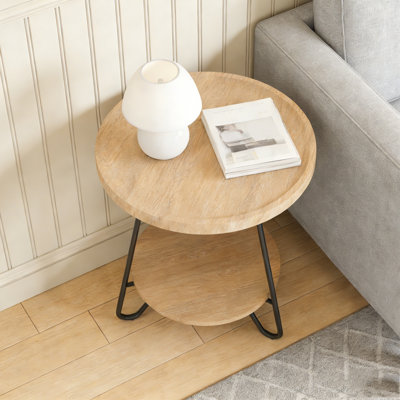 Table d'appoint à deux niveaux avec pieds en métal