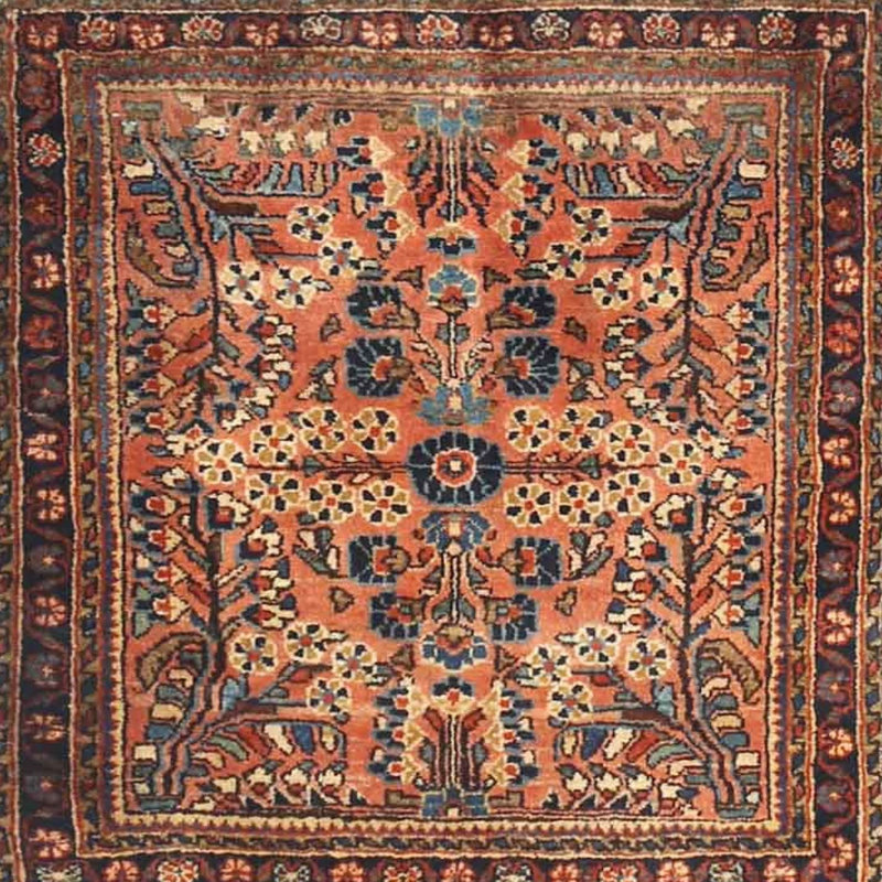 Tapis noir / brun à motif oriental, Carré 4 pi