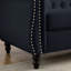 Canapé Chesterfield 58,8 po en velours noir pour salon, canapé 2 places capitonné avec accoudoirs roulés et tête de clou-438668898