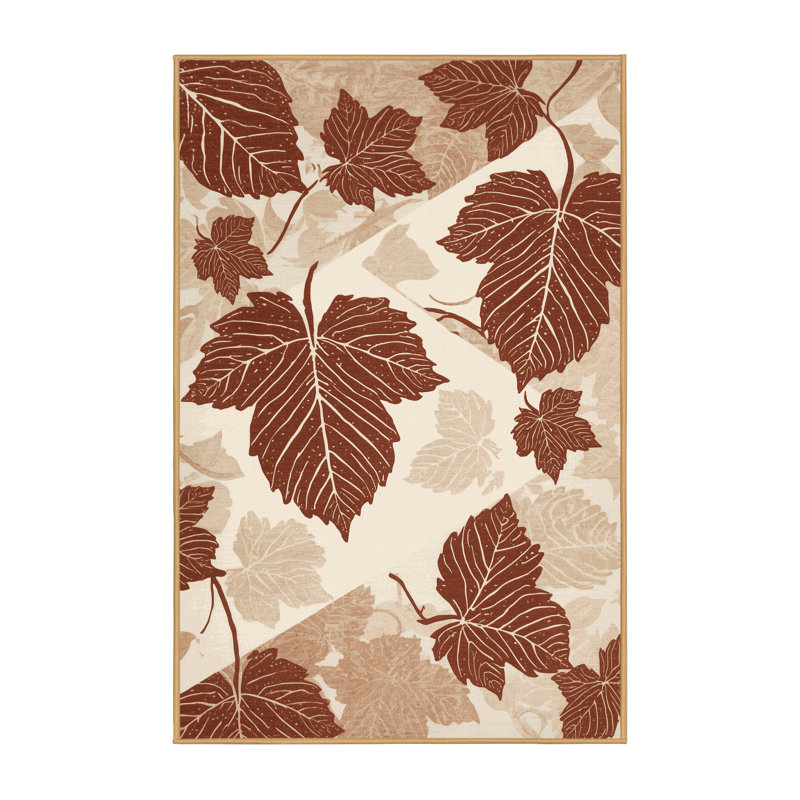 Tapis lavable à la machine à motif de feuilles de raisin Templeton, 3 x 5