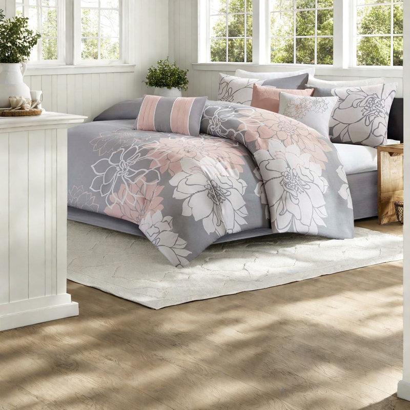 Ensembles de literie à motif floral élégant, édredon en polyester, style transitionnel, chambre à coucher