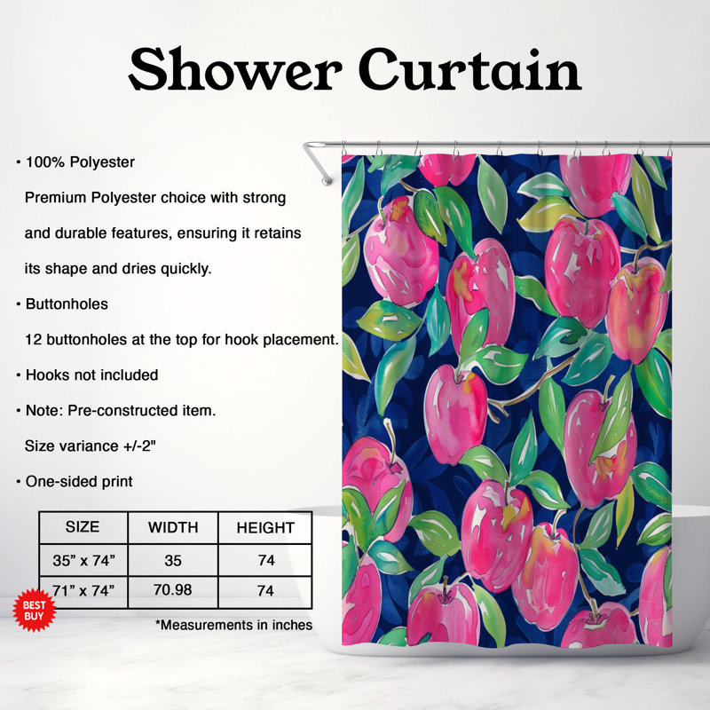 Chic Chic Patterns - Rideau de douche standard 1 pièce, H 74 po x l 71 po