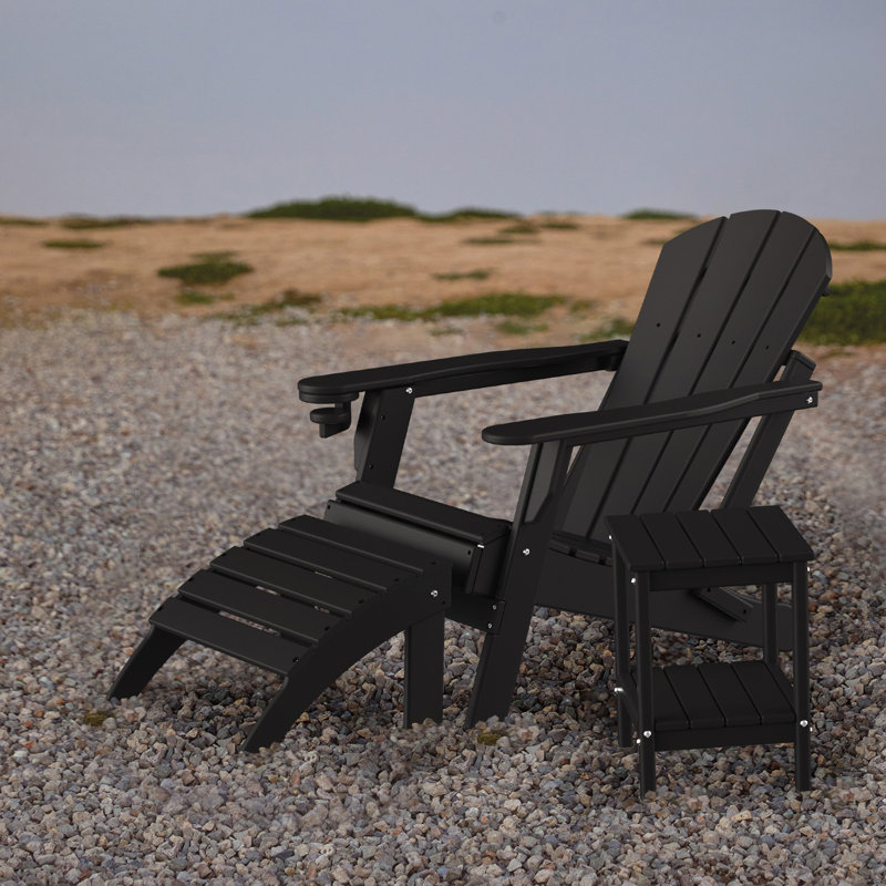 HDPE Outdoor Adirondack Side Table, Black