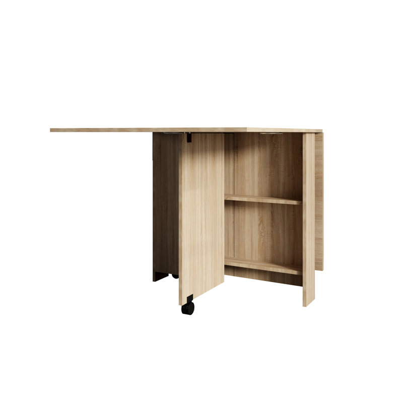 2 tables de salle à manger pliantes, 2 espaces de rangement, rectangulaire, 6 sièges, moderne, bois de peuplier, installation simple et nettoyage de routine