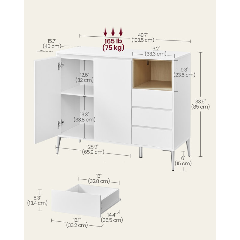 Rufford 103.5cm Sideboard, White